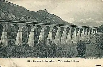 Carte postale du viaduc du Crozet au tournant du XXe&nbsp;siècle.