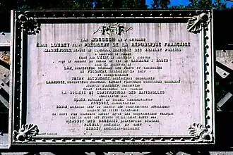 Plaque commémorative de l'inauguration.