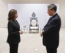 Harris et le président chinois Xi Jinping durant le sommet de l'APEC, en 2022.