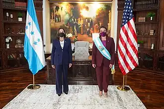 Harris et la présidente du Honduras Xiomara Castro, en 2021.