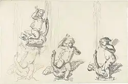 Projet pour une fontaine : Cupidon et un cygne.