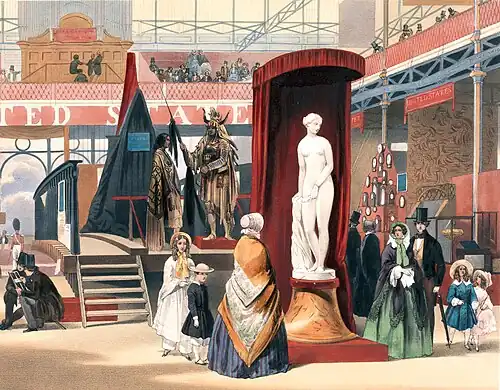 Lithographie, exposition de la statue de Power, 1851.