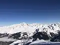 Vue du mont Blanc (à gauche) depuis l'aiguille Rouge.