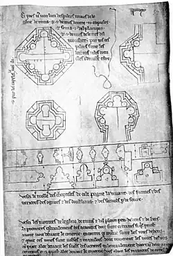 Éléments d'architecture : piliers, nervures, meneaux (folio 63).