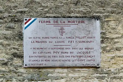 Plaque commémorative aux résistants F.F.I.