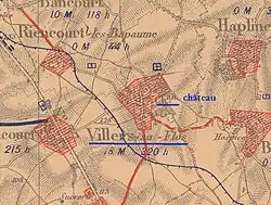La carte des régions dévastées montre que le village et le château sont complètement détruits.