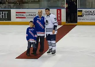 Photographie couleur d'un joueur de hockey sur glace