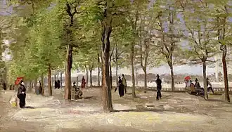 Une allée Jardin du Luxembourg, 1886, huile sur toile, 27 × 46 cm, Clark Art Institute.