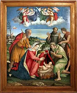 Adoration des Bergers avec saint François d'Assise