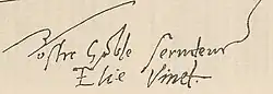 signature d'Élie Vinet