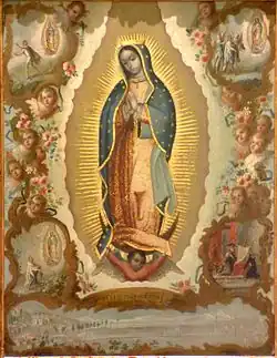 Juan de Sáenz, La Vierge de Guadalupe et les quatre apparitions&nbsp;(es).