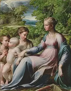 Parmigianino, La Vierge et l'Enfant, Saint Jean Baptiste et Marie Madeleine, vers 1530.