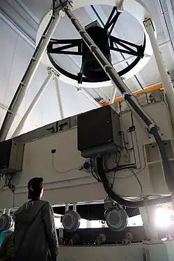 Le "New Technology Telescope" (NTT), télescope de 3,58 mètres de diamètre, mis en service en 1989, a marqué une étape dans l'histoire de l’astronomie en étant le premier au monde à utiliser un miroir principal contrôlé activement pour corriger en temps réel les déformations optiques. Il a servi de banc d’essai pour de nombreuses technologies désormais utilisées sur les télescopes de l'ESO, notamment au VLT (Very Large Telescope).