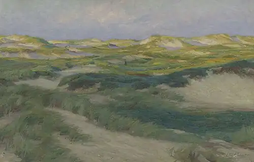 Pêcheuse dans un paysage de dunesMusée national de la pêche.