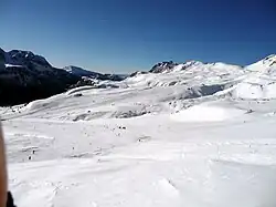 Les pistes de la station du col de San pellegrino.
