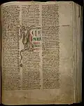 Folio 64 recto: image montrant saint Michel terrassant le dragon
