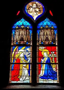 Baie 3 :L'Annonciation (1450-1460).La partie supérieure est du XIXe siècle