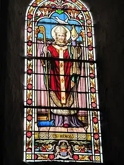 Vitrail de saint Rémi signé Lorin, 1894.