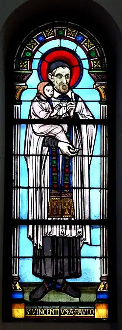 Vitrail représentant Saint Vincent de Paul par Champigneulle  (1885)
