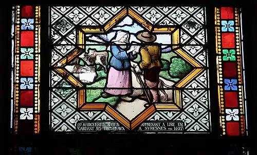 « Sœur Marguerite Naseau apprenant à lire en gardant ses troupeaux à Suresnes en 1627 ».