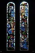 Vitraux du transept est à gauche. Hommage à la Vierge (1952).
