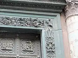 Jean critique Hérode Antipas ; L'Incarcération de Jean, par Pisano. Encadrement, par Ghiberti.