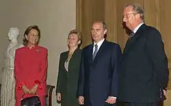 Le président russe Vladimir Poutine et le roi Albert II de Belgique lors d'une visite officielle de la présidence russe à Bruxelles en 2001.