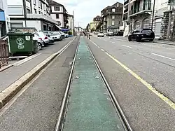 Caténaire déposée sur la section entre Union-Prilly et Montétan.