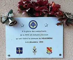 Mémorial de la libération de Volksberg en décembre 1944 par les américains.