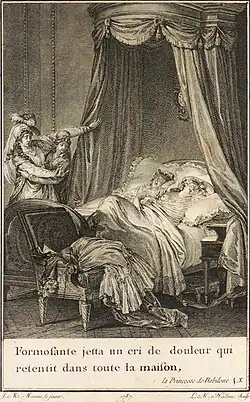 Illustration du désespoir de Formosante au milieu du récit.