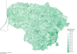 Taux de participation au premier tour par municipalité.