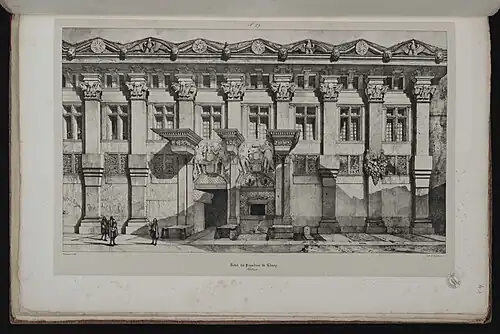 Gravure de la façade telle qu'elle était de la Renaissance jusqu'au premier tiers du XIXème siècle, avant d'être complétée en 1833.