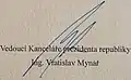 Signature de Vratislav Mynář