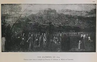 « Vue d'Athènes en 1674 - Tableau peint pour le marquis de Nointel et conservé au Musée de Chartres. »