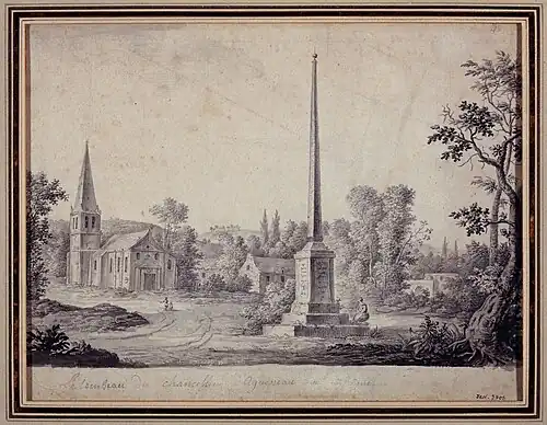 L'église et le monument à d'Aguesseau au XVIIIe siècle.