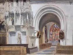 Vue de l'église de la Madeleine à Troyes, Adrien DAUZATS (1804-1868), huile sur toile, musée municipal de Semur-en-Auxois