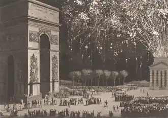 Mariage de Napoléon et de Marie Louise devant la maquette grandeur nature de l'Arc de Triomphe, 2 avril 1810.