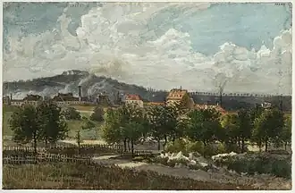 Vue de la porte de Vanves prise de la rue de Bagneux au Grand-Montrouge, en 1880.