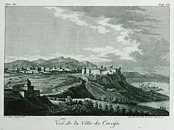 Vue de la ville de Cerigo (Îles Ioniennes, Grèce) - 1800.