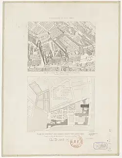 Vue et plan du couvent avant la Révolution.