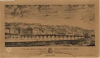 Pont Morand en 1821 d'après un dessin de 1775