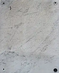 Plaque commémorative, croix du Bas-Briacé, le Landreau.