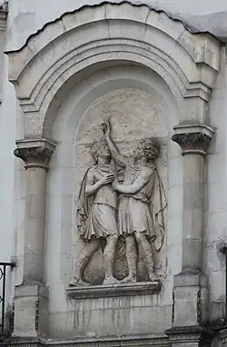 Bas-relief, angle des rues de la Barillerie et de la Paix à Nantes.