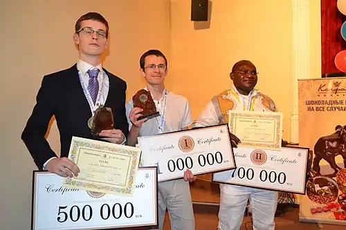 Championnats du monde 2013Boomstra (3e) - Georgiev (1er) -  Ndjofang (2e).