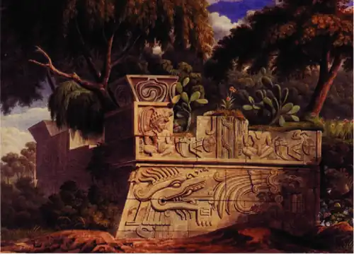 Vue de la pyramide de Xochicalco (aquarelle, vers 1829), Fomento Cultural Banamex, Mexico