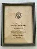 Award de Dwight D. Eisenhower, au nom du président des États-Unis d'Amérique