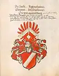 Représentation dans l'armorial du Saint-Empire romain germanique de Stephan Brechtel (milieu du XVIe siècle)