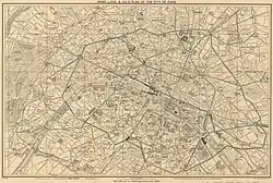 Plan de Paris et de son métro en anglais publié par Ward, Lock & Co. en 1905.