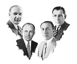 Quatre portraits (noir et blanc) d'hommes blancs en costume.