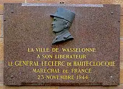 Plaque commémorative à Wasselonne.